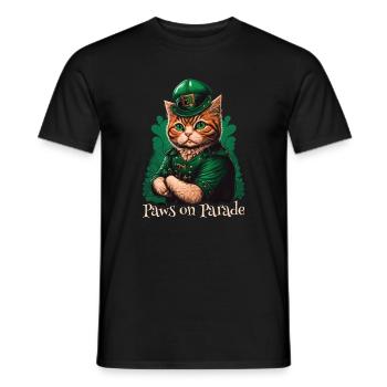 Paws on Parade Cat St. Patty Day - Men's T-Shirt - black - Front - AI Model Male 178 light (178cm)