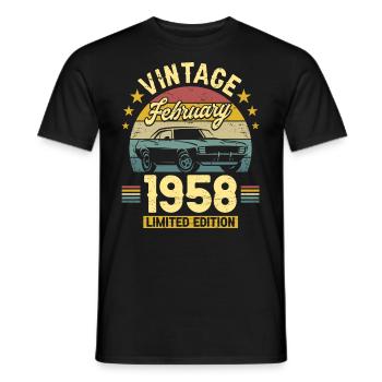 Vintage Février 1958 65 Ans Anniversaire - T-shirt homme - noir - Devant - AI Model Male 178 light (178cm)