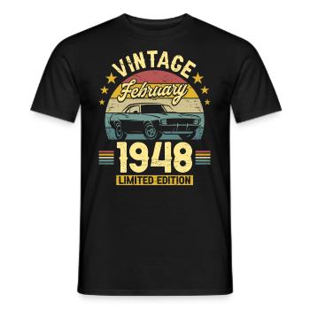 Vintage February 1948 75 years anniversary - Men's T-Shirt - black - Front - AI Model Male 178 light (178cm)