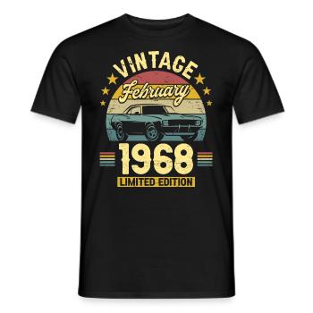 Vintage February 1968 55 years anniversary - Men's T-Shirt - black - Front - AI Model Male 178 light (178cm)