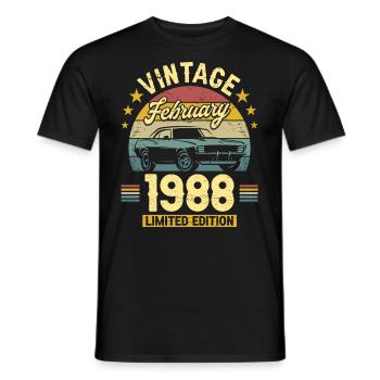 Vintage February 1988 35 years anniversary - Men's T-Shirt - black - Front - AI Model Male 178 light (178cm)