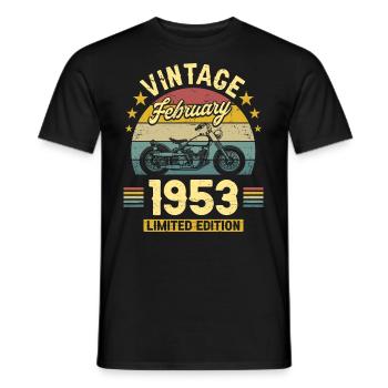 Vintage Février 1953 70 Ans Anniversaire - T-shirt homme - noir - Devant - AI Model Male 178 light (178cm)