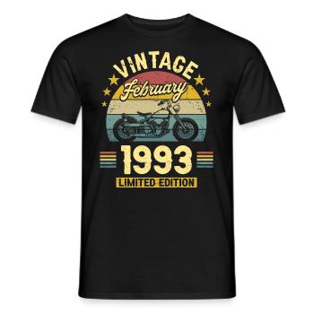 Vintage February 1993 30 years anniversary - Men's T-Shirt - black - Front - AI Model Male 178 light (178cm)