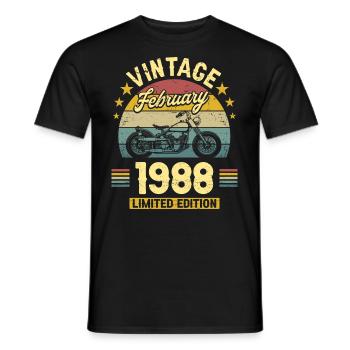 Vintage February 1988 35 years anniversary - Men's T-Shirt - black - Front - AI Model Male 178 light (178cm)
