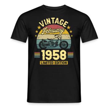 Vintage Février 1958 65 Ans Anniversaire - T-shirt homme - noir - Devant - AI Model Male 178 light (178cm)