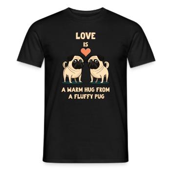 L’amour est un câlin chaleureux d’un carlin moelleux - T-shirt homme - noir - Devant - AI Model Male 178 light (178cm)