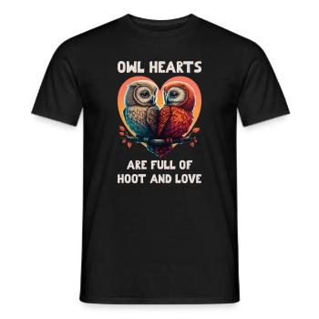 Owl Hearts are Foll of Hoot & Love Valentine's Day - Men's T-Shirt - black - Front - AI Model Male 178 light (178cm)