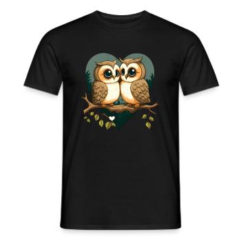 Owl Heart Valentine's Day - Men's T-Shirt - black - Front - AI Model Male 178 light (178cm)