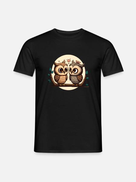 Owl Heart Valentine's Day - Men's T-Shirt - black