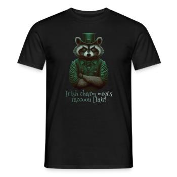 Irish Charm Meets Raccoon Flair St. Patty - Männer T-Shirt - Schwarz - Vorne - AI Model Male 178 light (178cm)