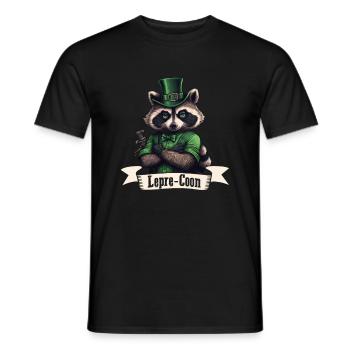 Lepre-Coon Raccoon St. Patty - Men's T-Shirt - black - Front - AI Model Male 178 light (178cm)