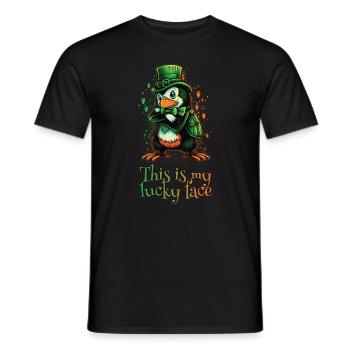 This is my lucky Face Penguin St. Patty - Men's T-Shirt - black - Front - AI Model Male 178 light (178cm)