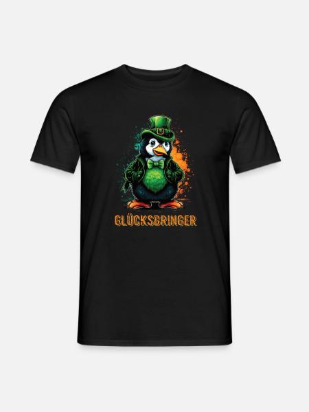 Glücksbringer Pinguin St. Patty - Männer T-Shirt - Schwarz