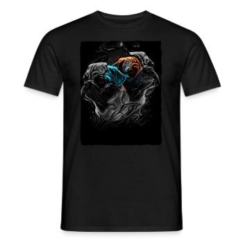 Pug Portrait - Men's T-Shirt - black - Front - AI Model Male 178 light (178cm)