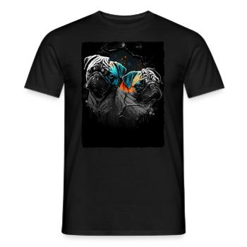 Pug Portrait - Men's T-Shirt - black - Front - AI Model Male 178 light (178cm)