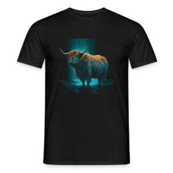Schottisches Hochlandrind Porträt - Männer T-Shirt - Schwarz - Vorne - AI Model Male 178 light (178cm)