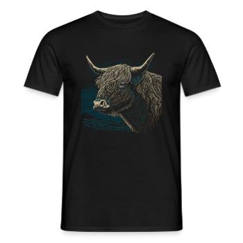 Schottisches Hochlandrind Porträt - Männer T-Shirt - Schwarz - Vorne - AI Model Male 178 light (178cm)