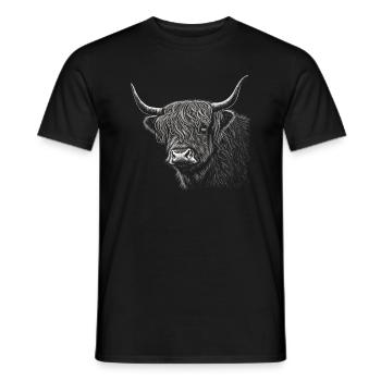 Portrait de bétail écossais des Highlands - T-shirt homme - noir - Devant - AI Model Male 178 light (178cm)