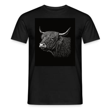 Schottisches Hochlandrind Porträt - Männer T-Shirt - Schwarz - Vorne - AI Model Male 178 light (178cm)