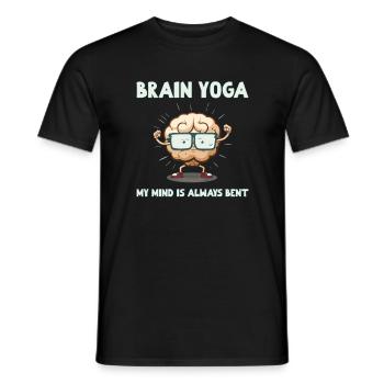 Brain Yoga, My Mind Is Always Bent - Men's T-Shirt - black - Front - AI Model Male 178 light (178cm)
