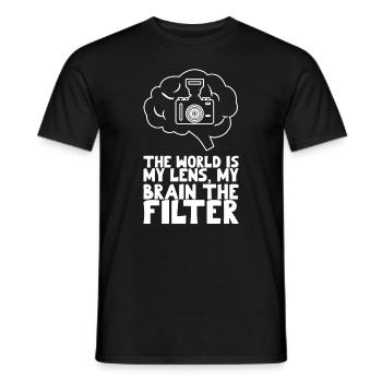 Dicton de photographe inspirant et intelligent - T-shirt homme - noir - Devant - AI Model Male 178 light (178cm)