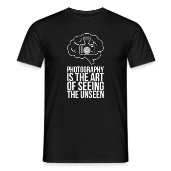 Dicton de photographe inspirant et intelligent - T-shirt homme - noir - Devant - AI Model Male 178 light (178cm)
