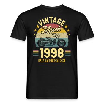 Vintage Motard Né En Mars 1998 25 Ans Anniversaire - T-shirt homme - noir - Devant - AI Model Male 178 light (178cm)
