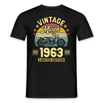 Oldtimer-Biker geboren im März 1963 60-jähriges Jubiläum - Männer T-Shirt - Schwarz - Vorne - AI Model Male 178 light (178cm)