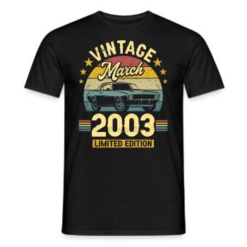 Vintage Mars 2003 20 Ans Anniversaire - T-shirt homme - noir - Devant - AI Model Male 178 light (178cm)