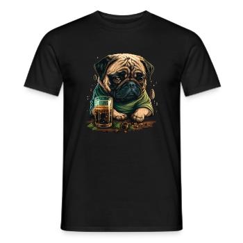 Mürrischer Mops Trinkt Whisky - Männer T-Shirt - Schwarz - Vorne - AI Model Male 178 light (178cm)