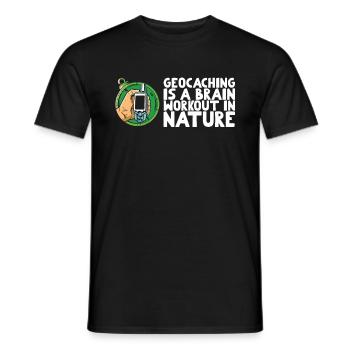 Geocaching is a brain workout in nature - Men's T-Shirt - black - Front - AI Model Male 178 light (178cm)