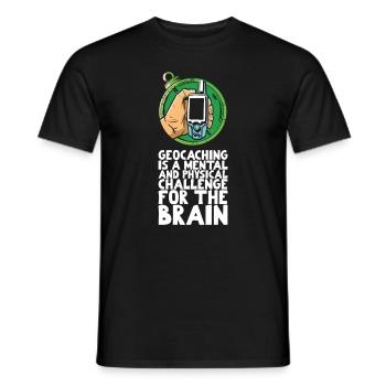 Geocaching is a mental and physical challenge - Men's T-Shirt - black - Front - AI Model Male 178 light (178cm)