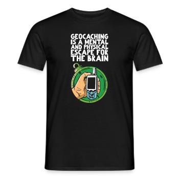 Geocaching is a mental and physical escape - Men's T-Shirt - black - Front - AI Model Male 178 light (178cm)