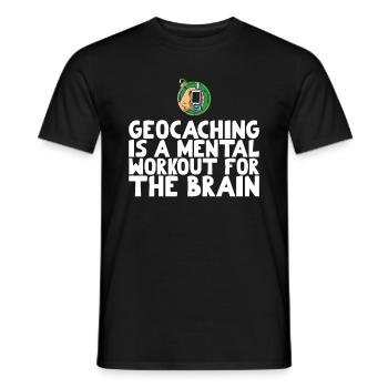 Geocaching is a mental workout for the brain - Men's T-Shirt - black - Front - AI Model Male 178 light (178cm)
