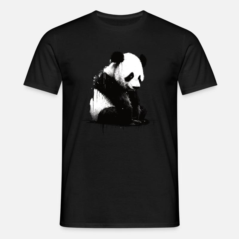 Panda-bär-schablone - Männer T-Shirt - Schwarz