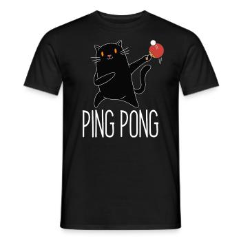 Table Tennis Katze Pingpong Black Cat Outfit - T-shirt homme - noir - Devant - AI Model Male 178 light (178cm)