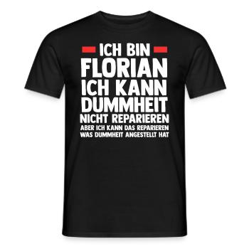 Florian - Männer T-Shirt - Schwarz - Vorne - AI Model Male 178 light (178cm)