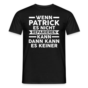 PATRICK - Männer T-Shirt - Schwarz - Vorne - AI Model Male 178 light (178cm)