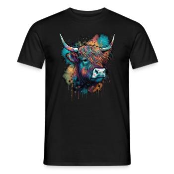 Hochlandkuh - Männer T-Shirt - Schwarz - Vorne - AI Model Male 178 light (178cm)