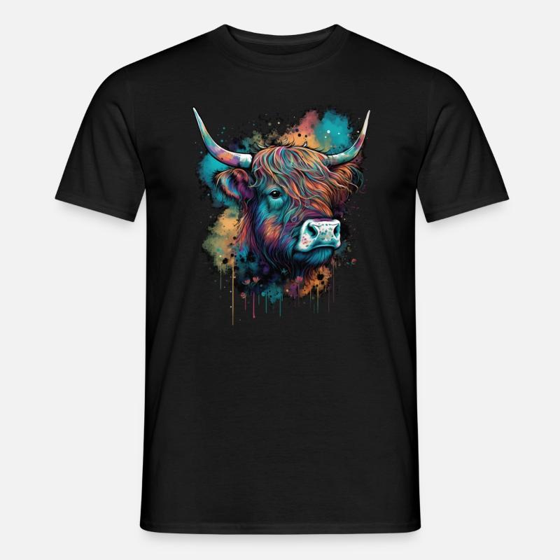 Hochlandkuh - Männer T-Shirt - Schwarz