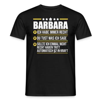 Barbara - Männer T-Shirt - Schwarz - Vorne - AI Model Male 178 light (178cm)