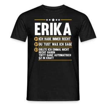 Vorname Erika - Männer T-Shirt - Schwarz - Vorne - AI Model Male 178 light (178cm)