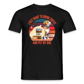 Drink Coffee and Pet Dog - Men's T-Shirt - black - Front - AI Model Male 178 light (178cm)