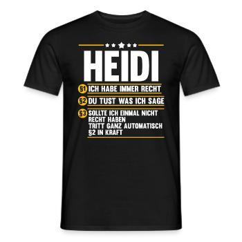 Vorname Heidi - Männer T-Shirt - Schwarz - Vorne - AI Model Male 178 light (178cm)