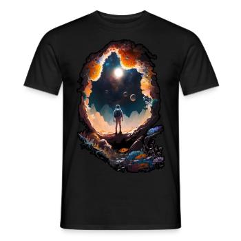 Astronaute regardant des étoiles, Science-fiction surréaliste, Espace - T-shirt homme - noir - Devant - AI Model Male 178 light (178cm)