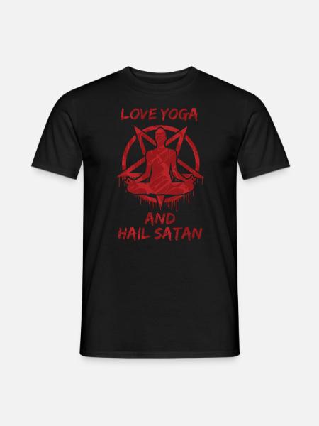 Love Yoga and Hail Satan - Men's T-Shirt - black