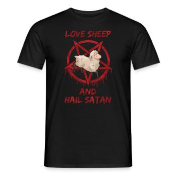 Aimez les brebis et saluez Satan - T-shirt homme - noir - Devant - AI Model Male 178 light (178cm)