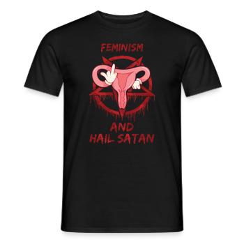 Féminisme et Je vous salue Satan - T-shirt homme - noir - Devant - AI Model Male 178 light (178cm)