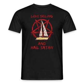 Love Sailing and Hail Satan - Men's T-Shirt - black - Front - AI Model Male 178 light (178cm)