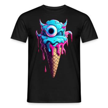 Monstre de cornet de crème glacée - T-shirt homme - noir - Devant - AI Model Male 178 light (178cm)